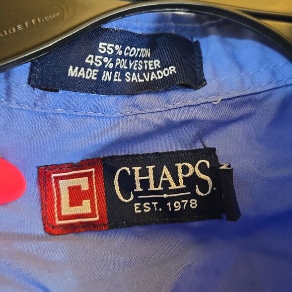 Chaps Boys Blue Point Collar Long Sleeve Dress Shirt Formal Wedding Fancy - Picture 5 of 9